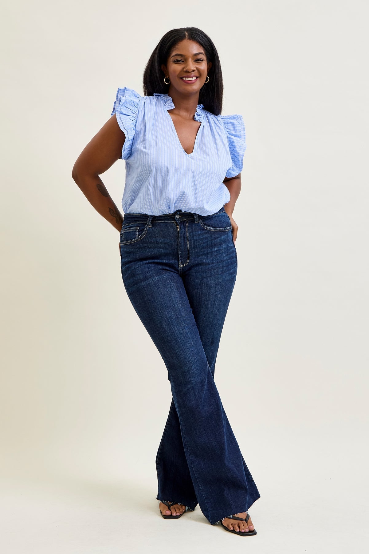 Lily High Rise Raw Hem Flare - PLUS