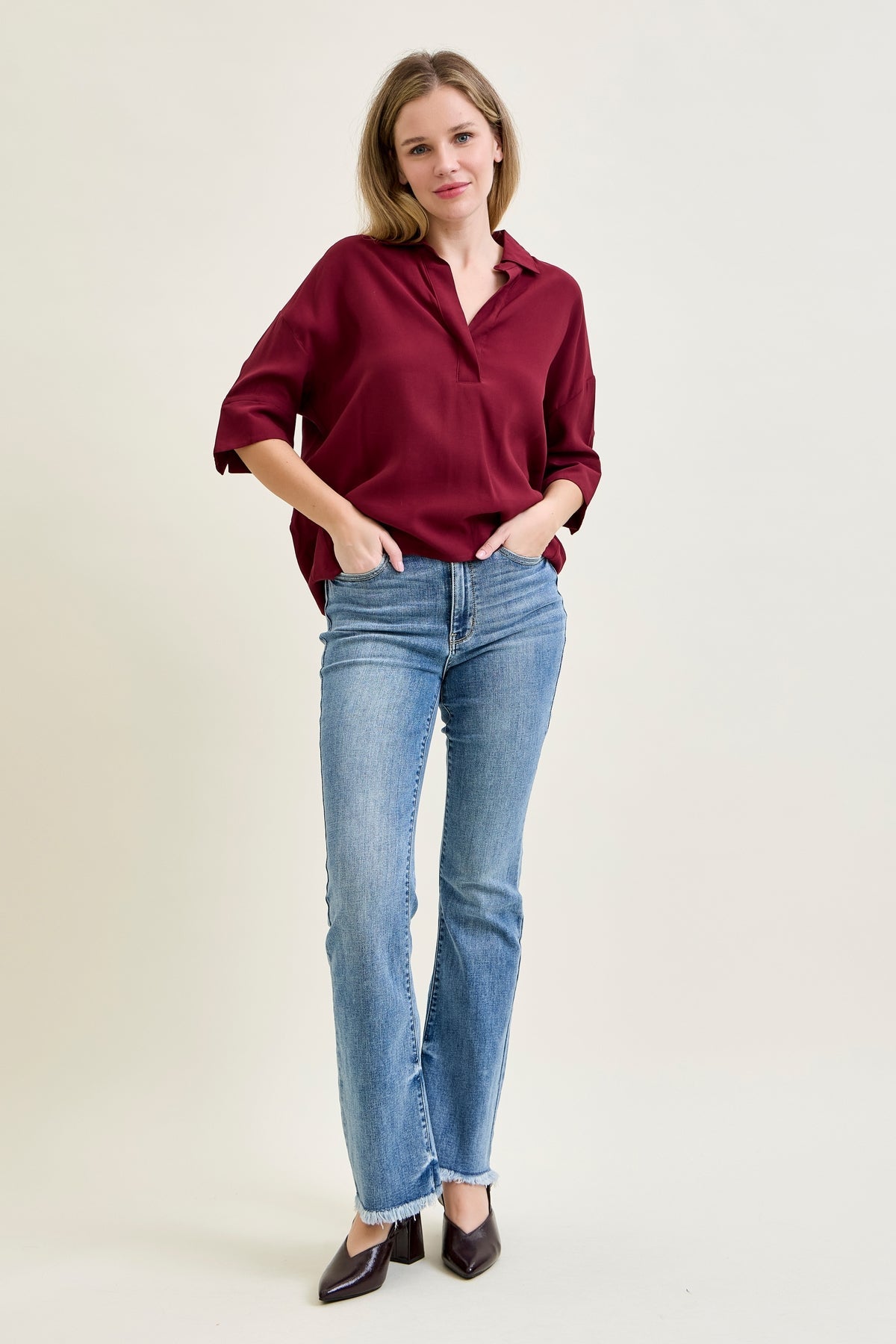 Dana High Rise Bootcut with Fray Hem