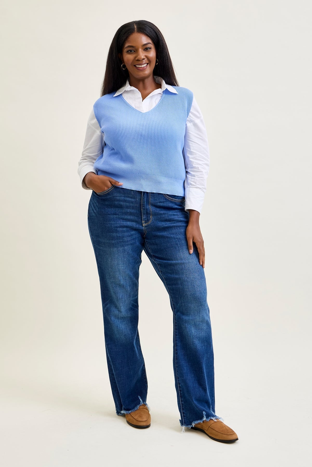 Natalie Mid Rise Non-Distressed Hem Bootcut Jeans - PLUS