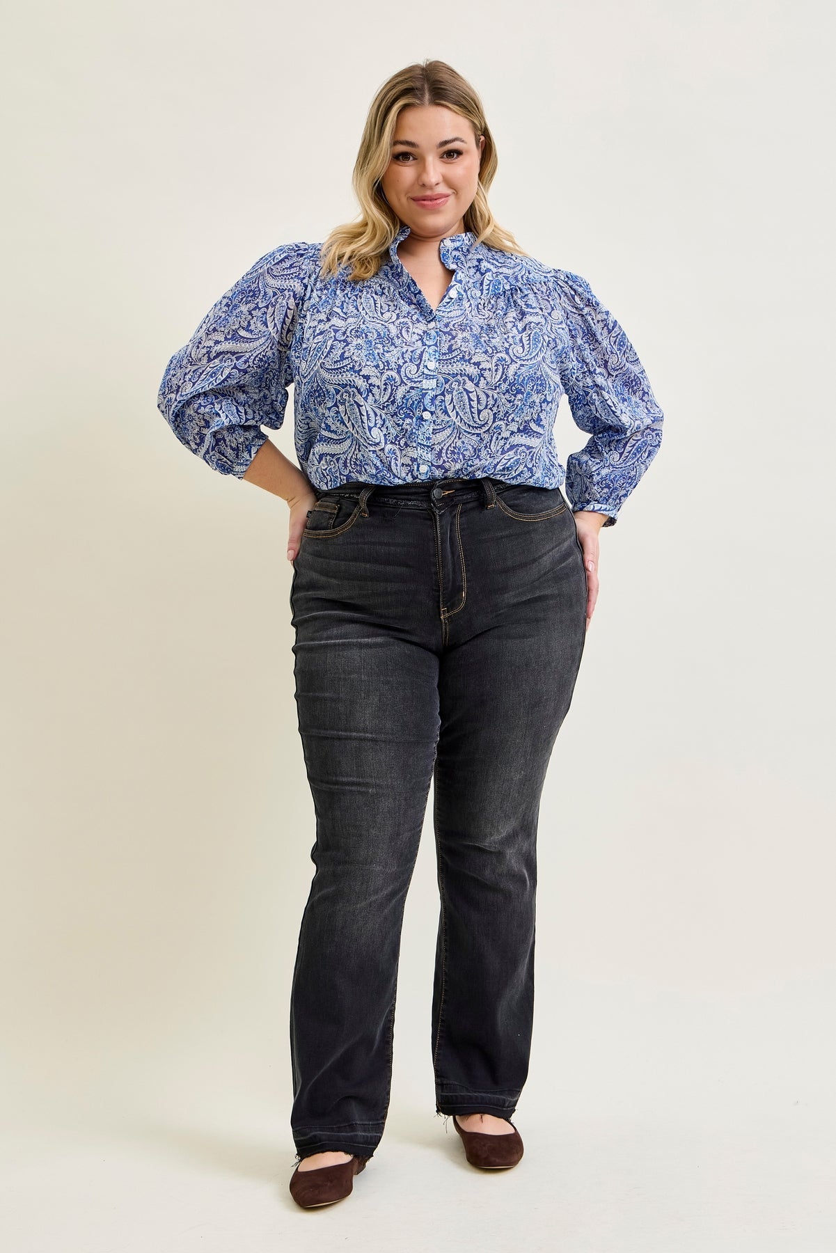 Baylee High Rise Released Hem Slim Bootcut Jeans - PLUS