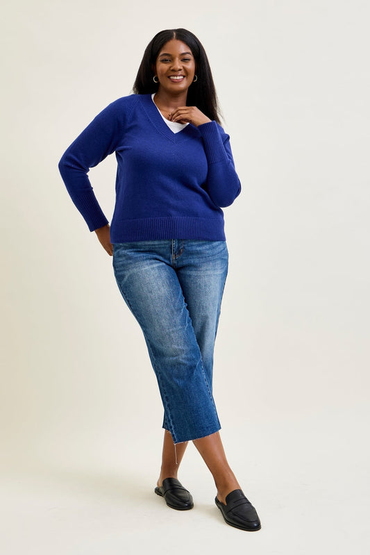 Dolly High Rise Back Pocket Classic Cropped Wide Leg Jeans - PLUS