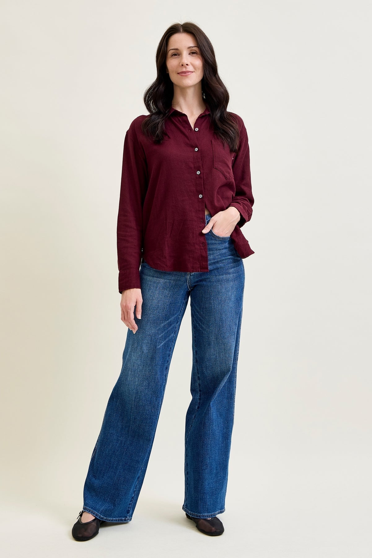 Claribel High Rise Tummy Control Retro Wide Leg Jeans