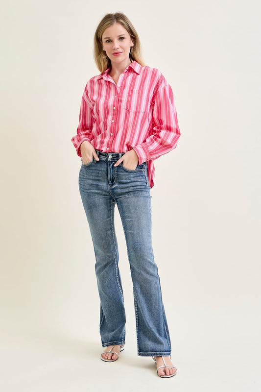 Violet High Rise Contrast Wash Bootcut Jeans