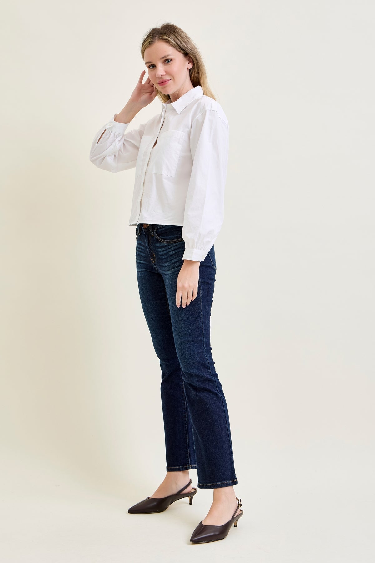 Elsy Whiskered Bootcut Jeans (29" Inseam)