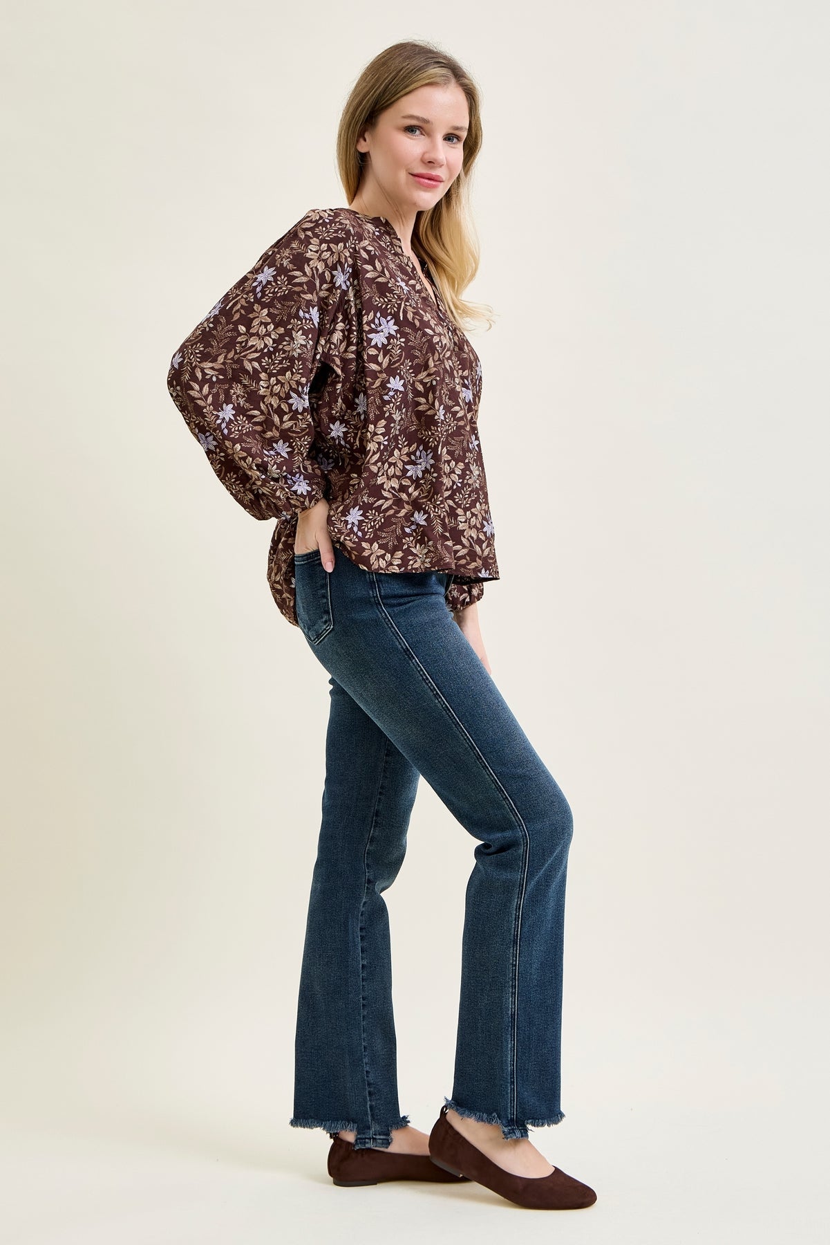 Lisa High Rise Button Fly Hem Distressed Straight Jeans