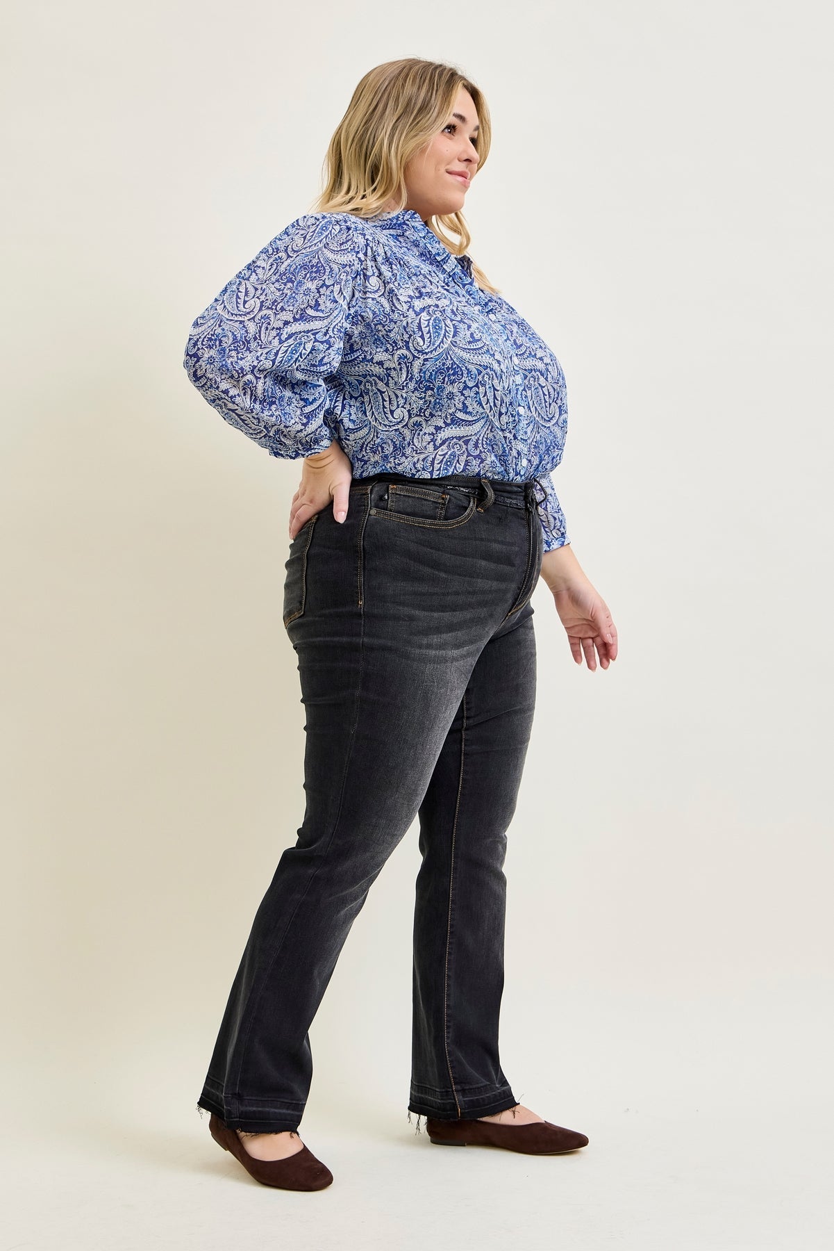 Baylee High Rise Released Hem Slim Bootcut Jeans - PLUS