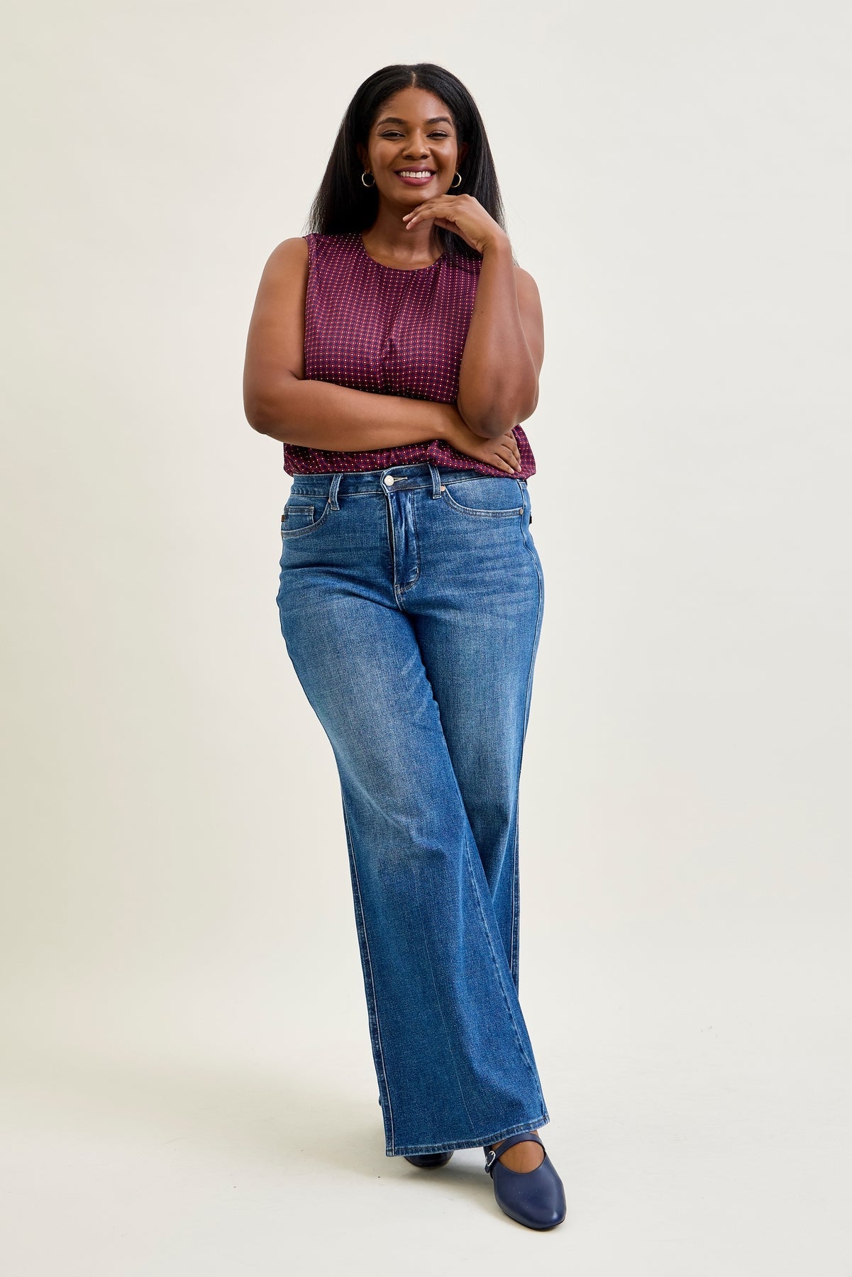 Claribel High Rise Tummy Control Retro Wide Leg Jeans - PLUS