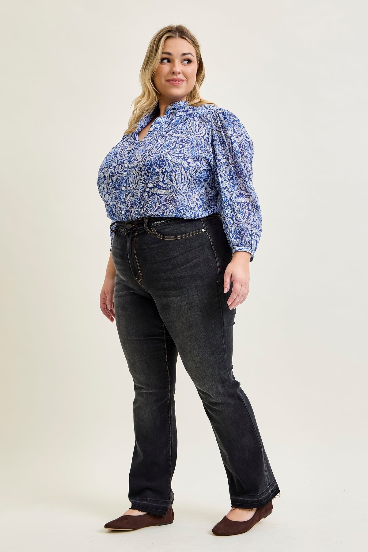 Baylee High Rise Released Hem Slim Bootcut Jeans - PLUS