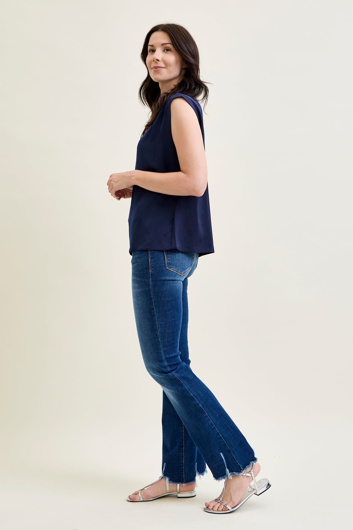 Natalie Mid Rise Non-Distressed Hem Bootcut Jeans