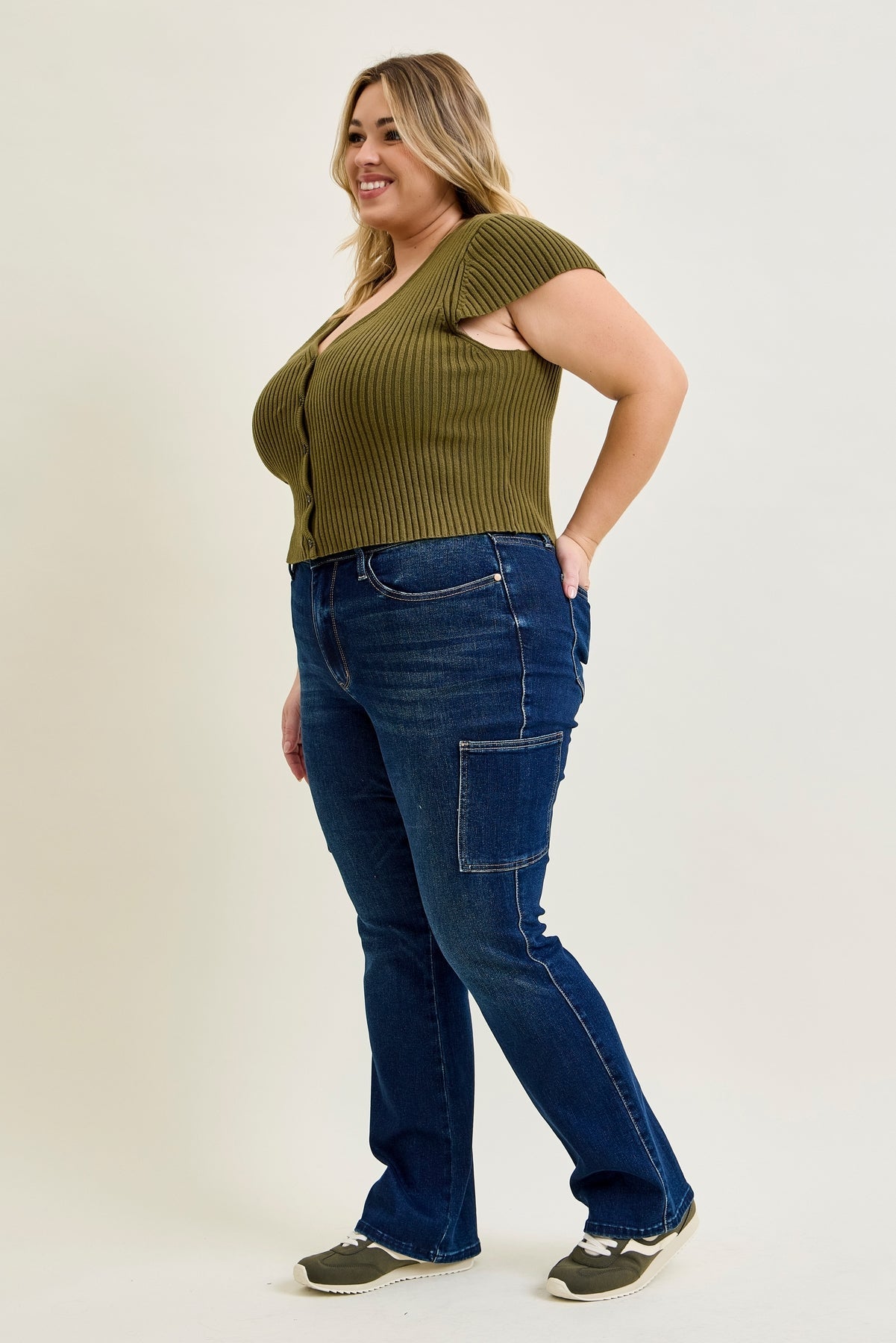 Karla High Rise Cargo Bootcut Jeans - PLUS
