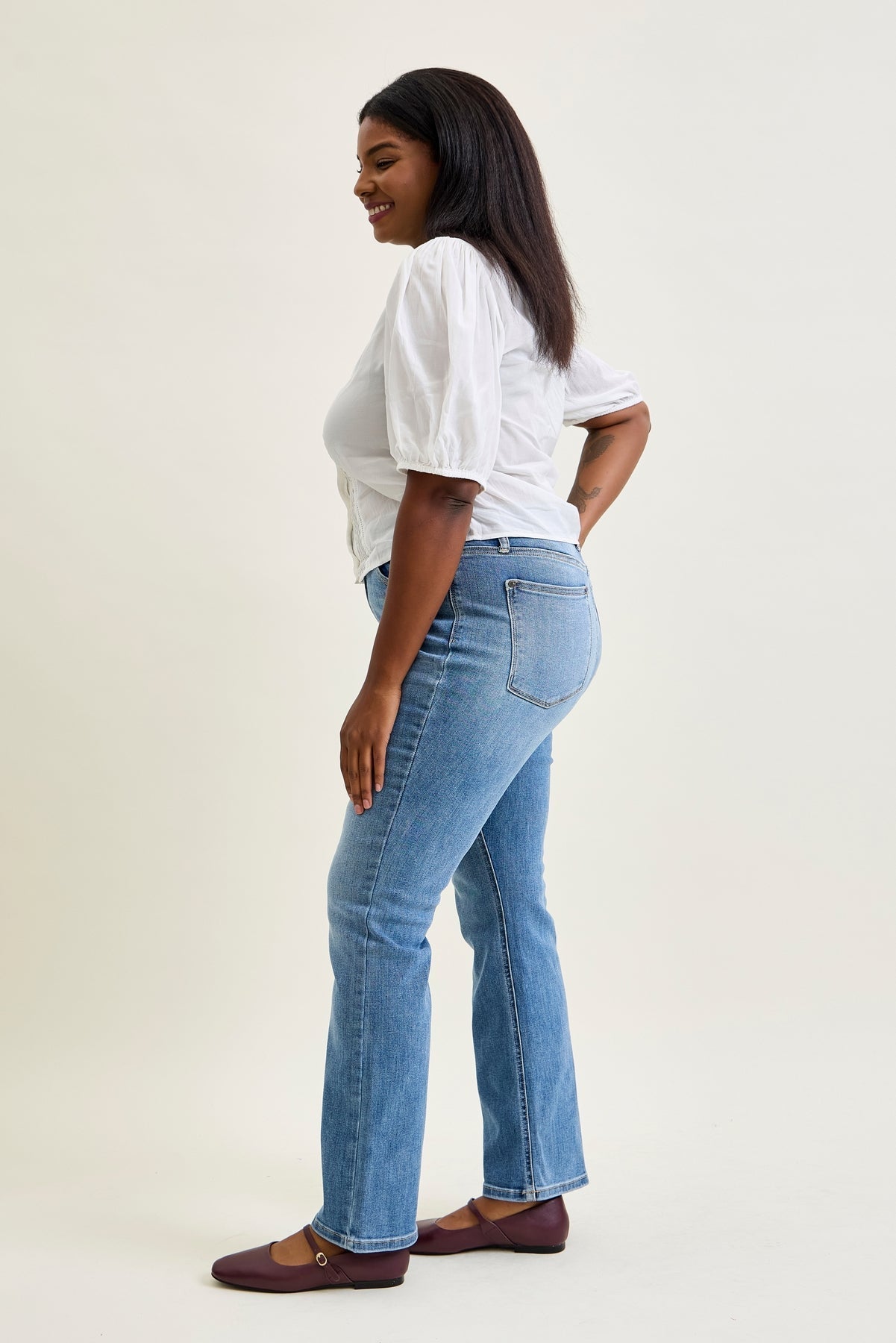 Kaya High Rise Classic Contrast Wash Bootcut - PLUS