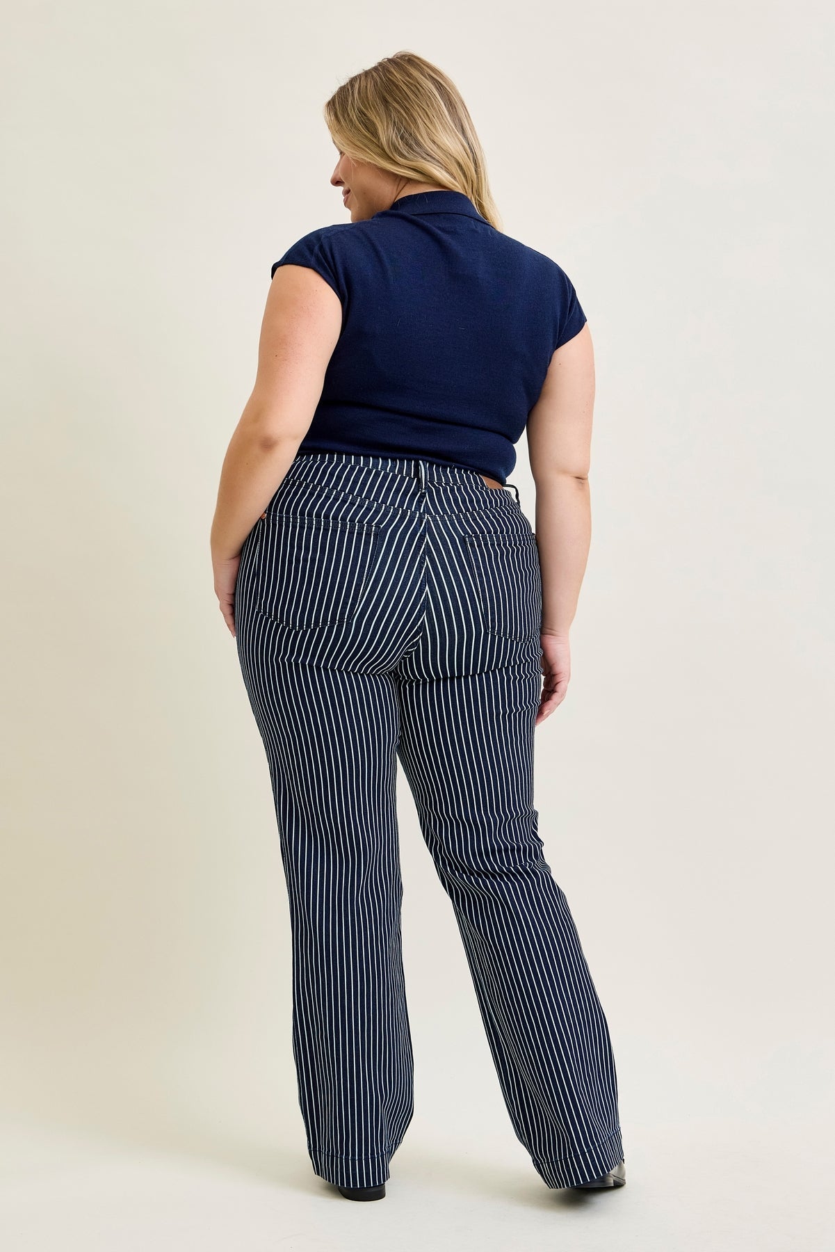 Vetti High Rise Tummy Control Striped Straight Fit - PLUS