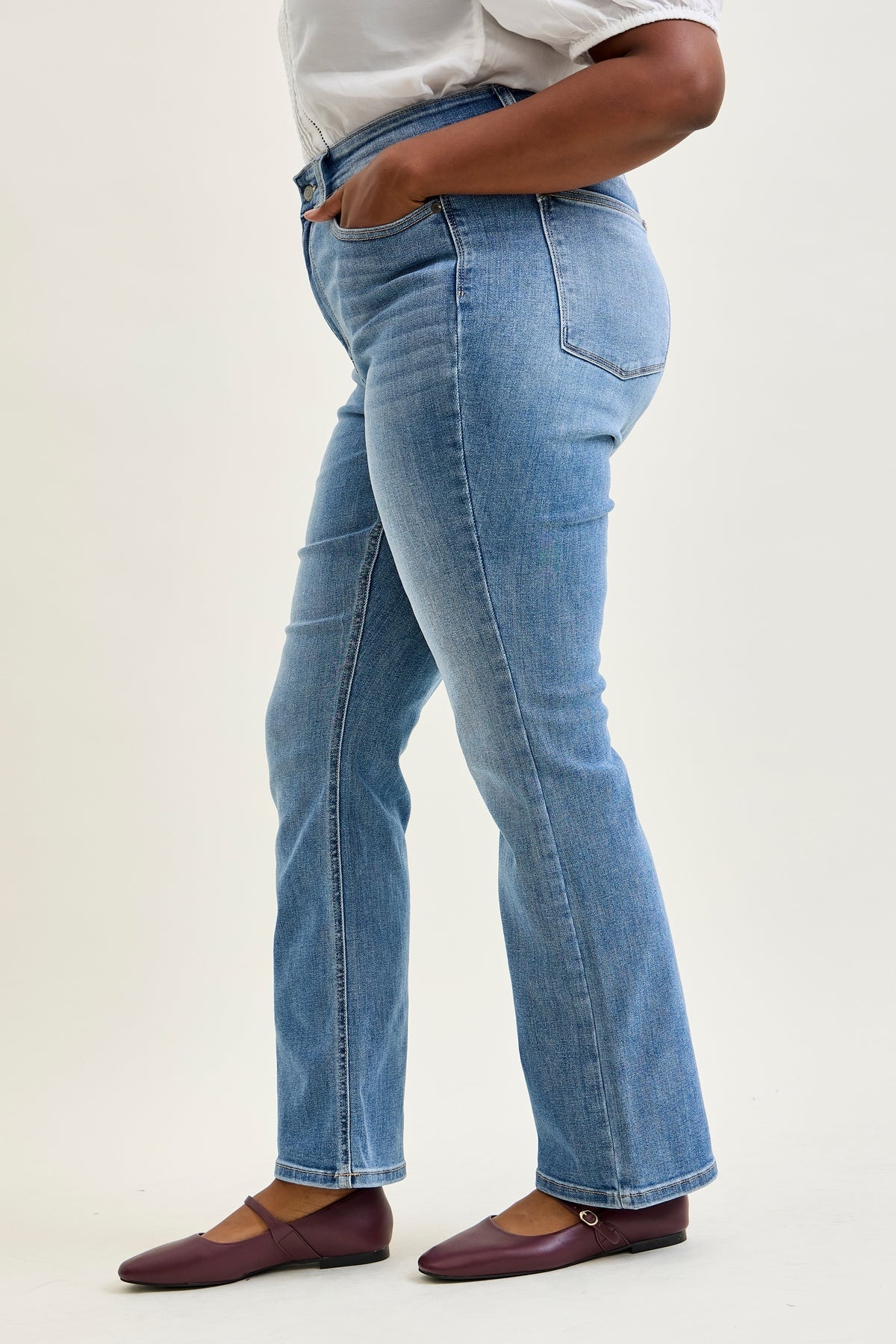 Kaya High Rise Classic Contrast Wash Bootcut - PLUS