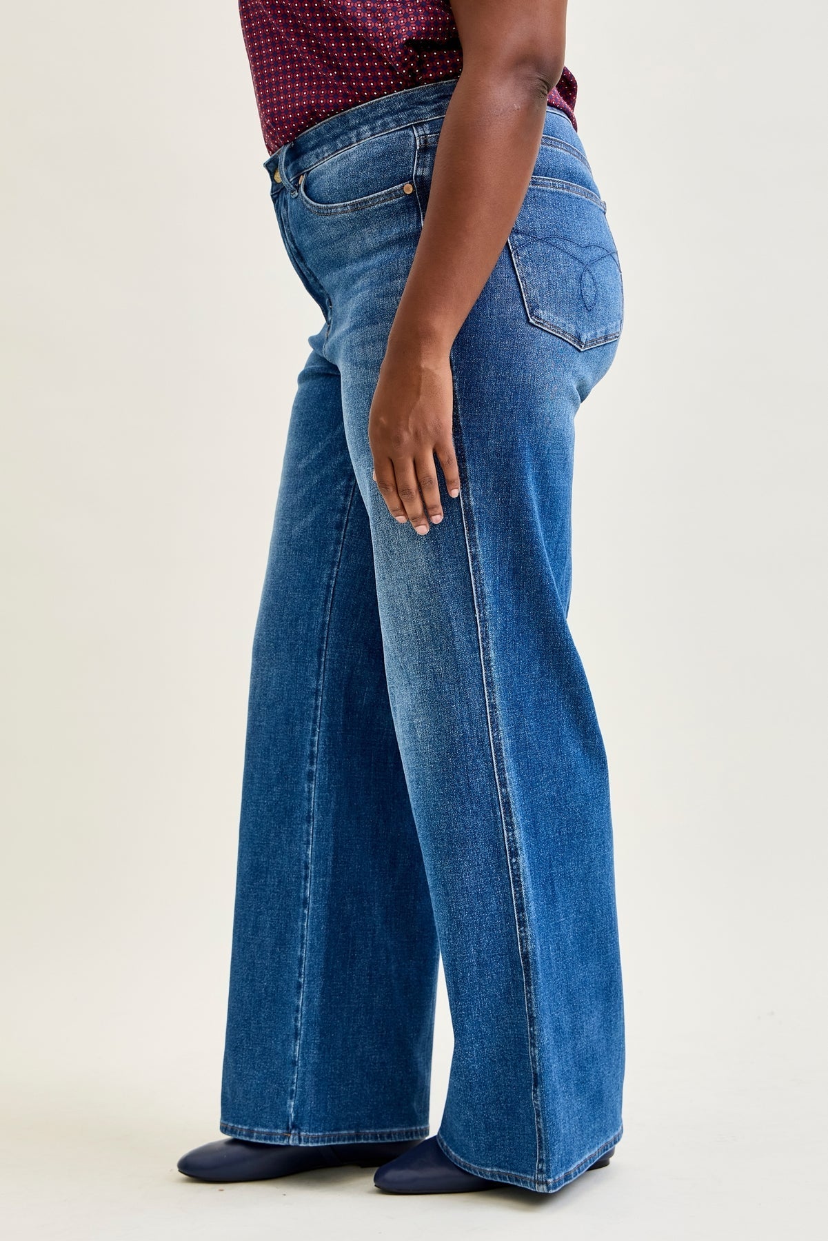 Claribel High Rise Tummy Control Retro Wide Leg Jeans - PLUS