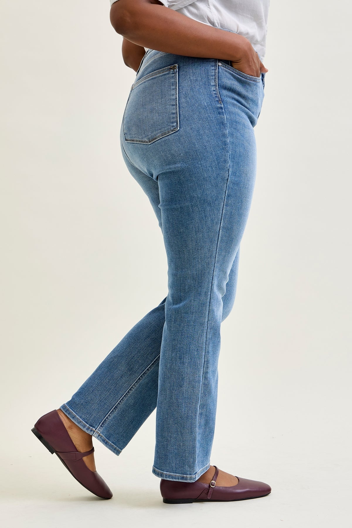 Kaya High Rise Classic Contrast Wash Bootcut - PLUS