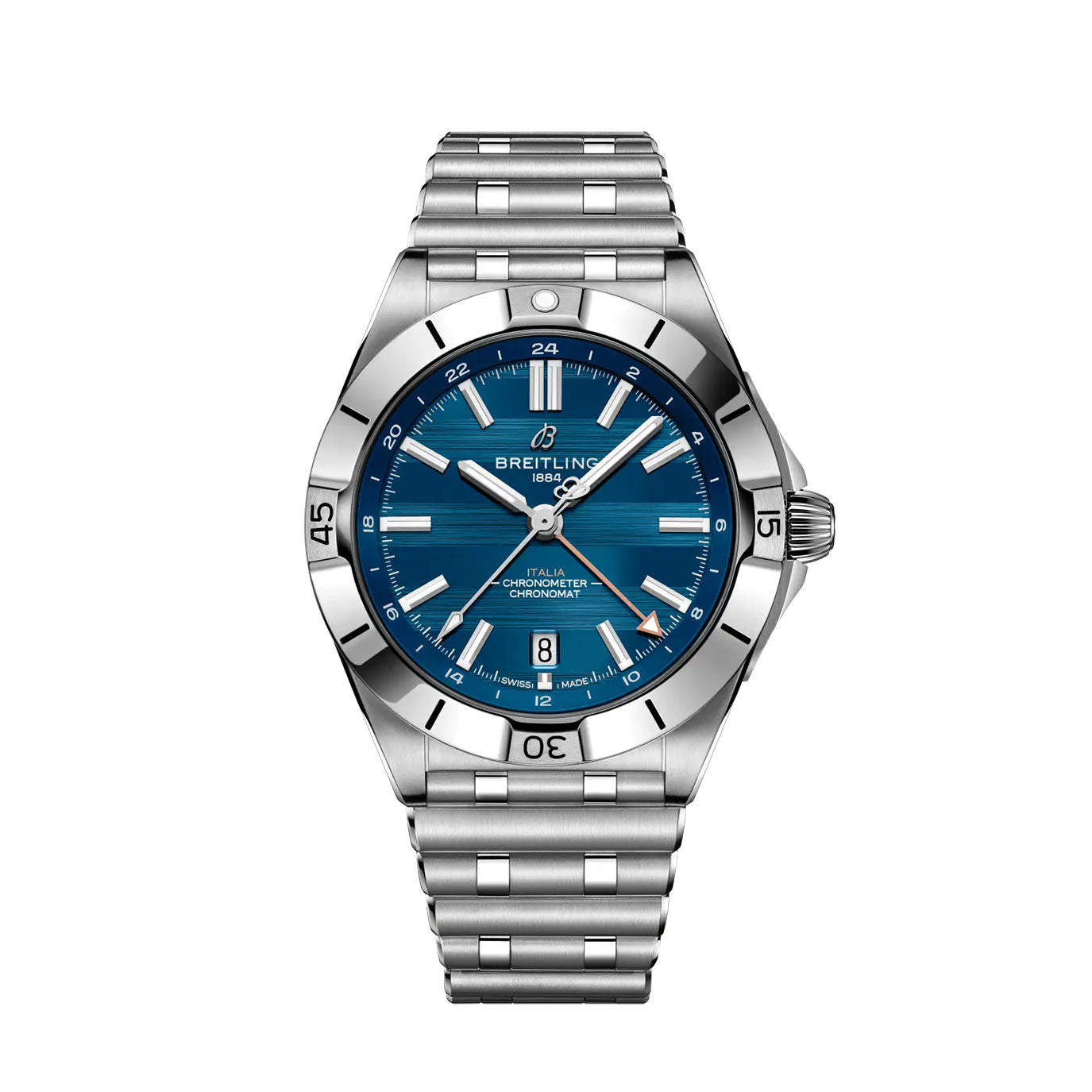 Unworn Breitling Chronomat Automatic GMT 40 Six Nations Italy, A323981C1C1A1, box and papers