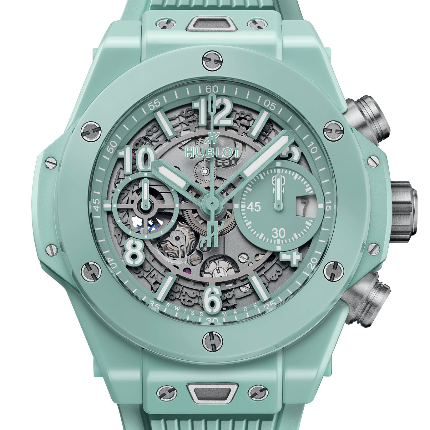 Unworn Hublot Big Bang Unico Mint Green Ceramic 42, 441.GS.5221.RX, box and papers - Image 2