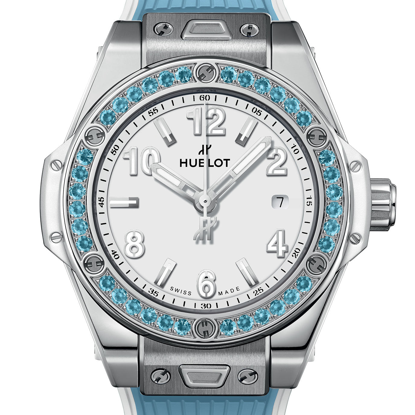 Unworn Hublot Big Bang One Click Joyful Steel Sky Blue 33, 485.SL.2210.RX.1207, box and papers - Image 2