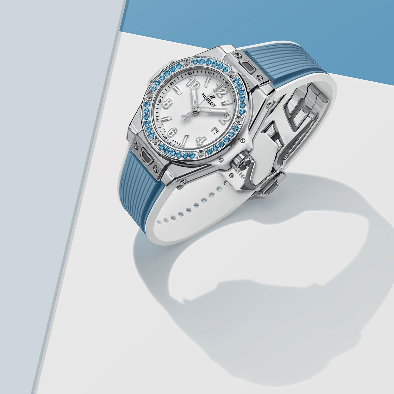 Unworn Hublot Big Bang One Click Joyful Steel Sky Blue 33, 485.SL.2210.RX.1207, box and papers - Image 5