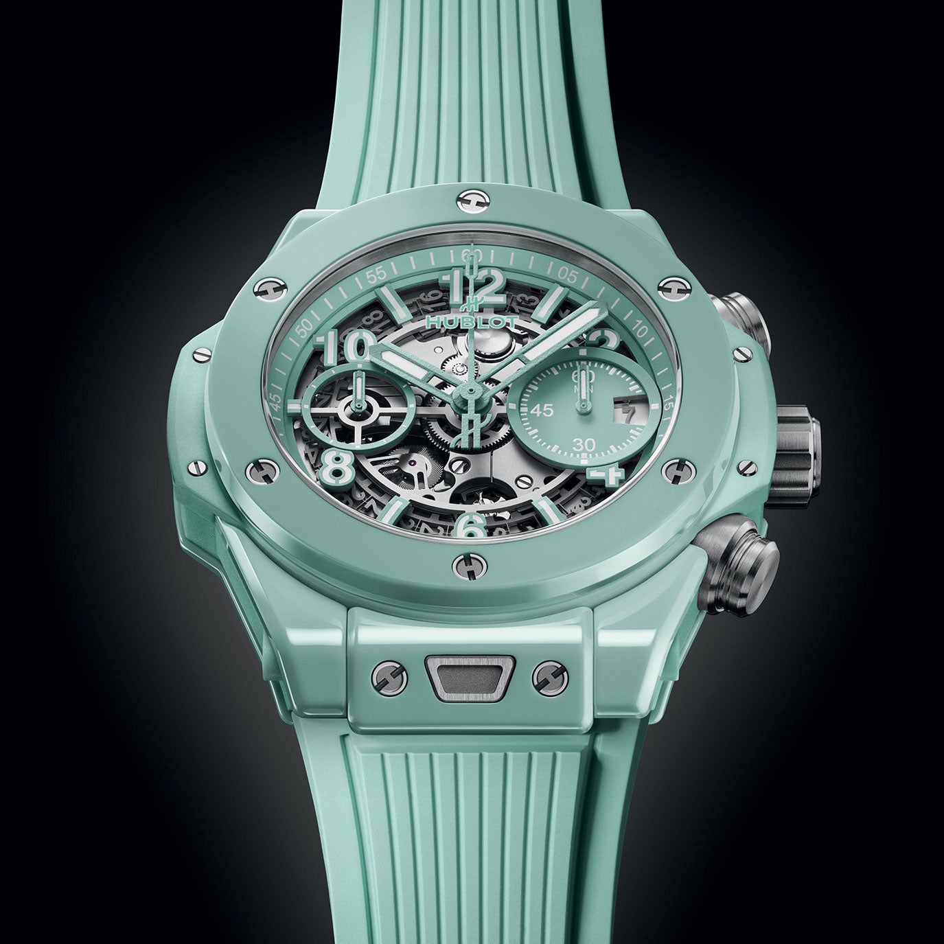 Unworn Hublot Big Bang Unico Mint Green Ceramic 42, 441.GS.5221.RX, box and papers - Image 5
