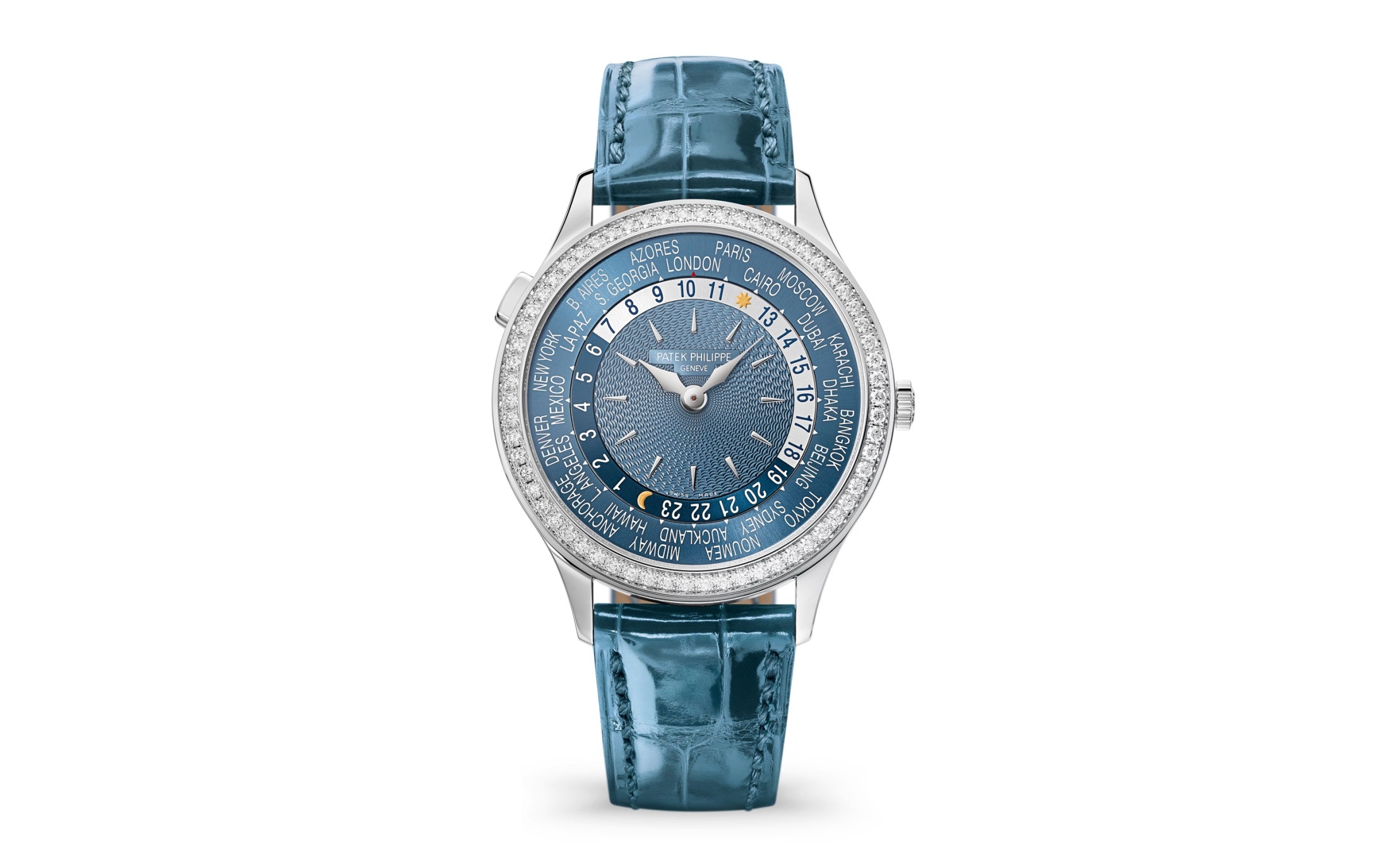 Patek Philippe Women’s Complication World-Time, 18k White Gold set with 89 diamonds (~1.03 ct.), 36mm, Ref# 7130G-016 - Image 2
