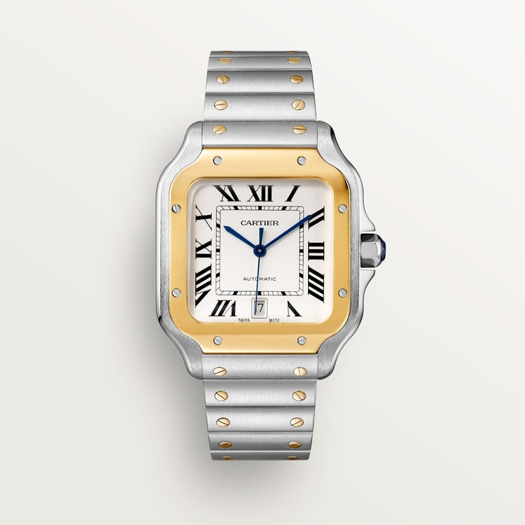 Unworn Cartier Santos de Cartier, Stainless Steel and 18k Yellow Gold, 39.8mm, Ref# W2SA0009, box and papers