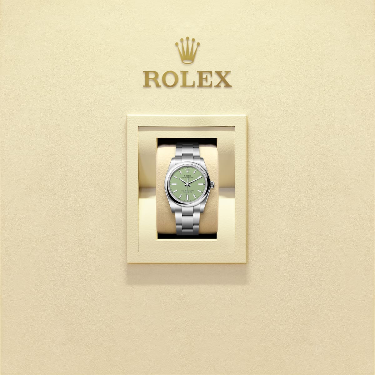 Unworn 2025, Rolex Oyster Perpetual, Oystersteel, 34mm, Pistachio-green dial, Domed Oyster, Ref# 124200-0006, box and papers - Image 5
