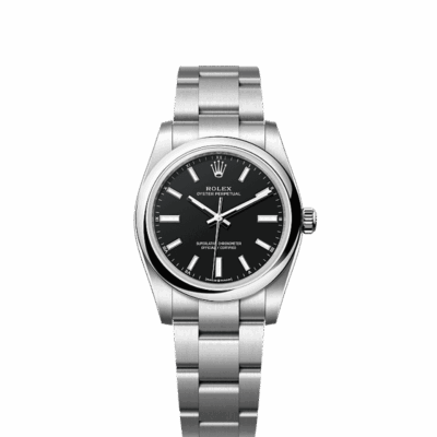 Unworn 2025, Rolex Oyster Perpetual, Oystersteel, 34mm, Black dial, Domed Oyster, Ref# 124200-0010, box and papers