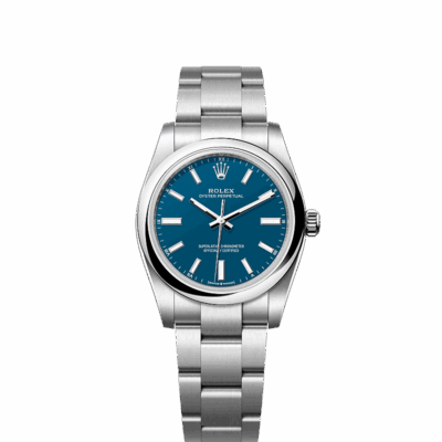 Unworn 2025, Rolex Oyster Perpetual, Oystersteel, 34mm, Blue dial, Domed Oyster, Ref# 124200-0011, box and papers