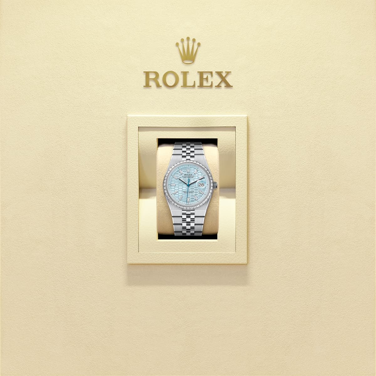 Unworn 2025, Rolex Land-Dweller 36, Platinum and Diamonds, Ice blue dial, Flat Jubilee, Ref# 127286tbr-0001, box and papers - Image 7