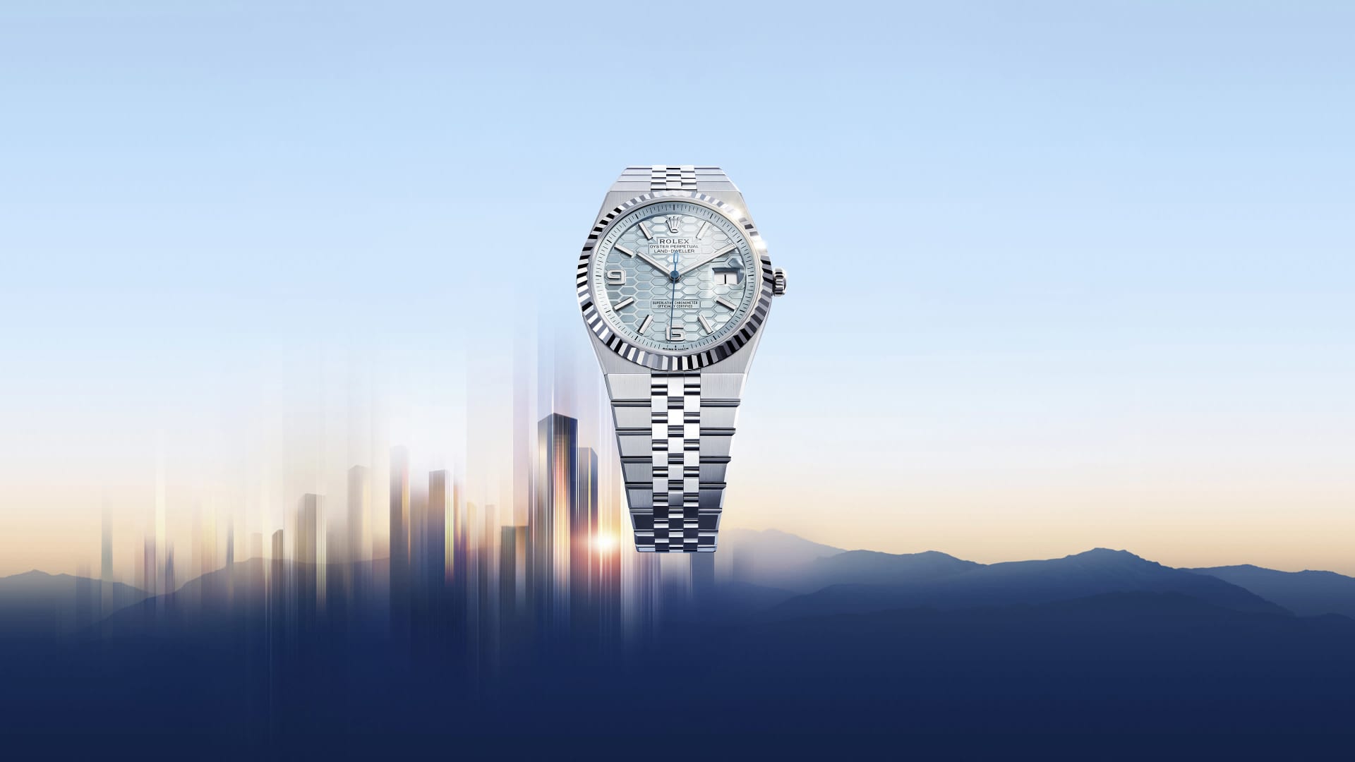 Unworn 2025, Rolex Land-Dweller 40, Platinum, Ice blue dial, Fluted Flat Jubilee, Ref# 127336-0001, box and papers - Image 7