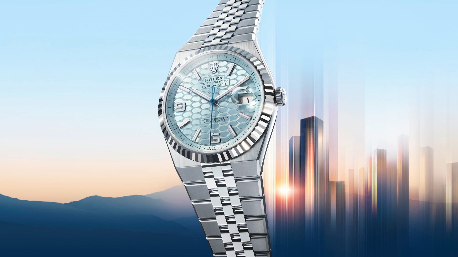 Unworn 2025, Rolex Land-Dweller 40, Platinum, Ice blue dial, Fluted Flat Jubilee, Ref# 127336-0001, box and papers - Image 8