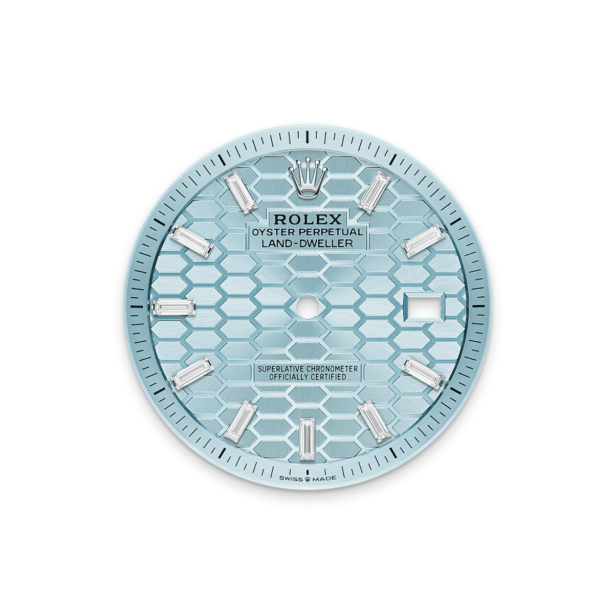 Unworn 2025, Rolex Land-Dweller 36, Platinum and Diamonds, Ice blue dial, Flat Jubilee, Ref# 127286tbr-0001, box and papers - Image 2