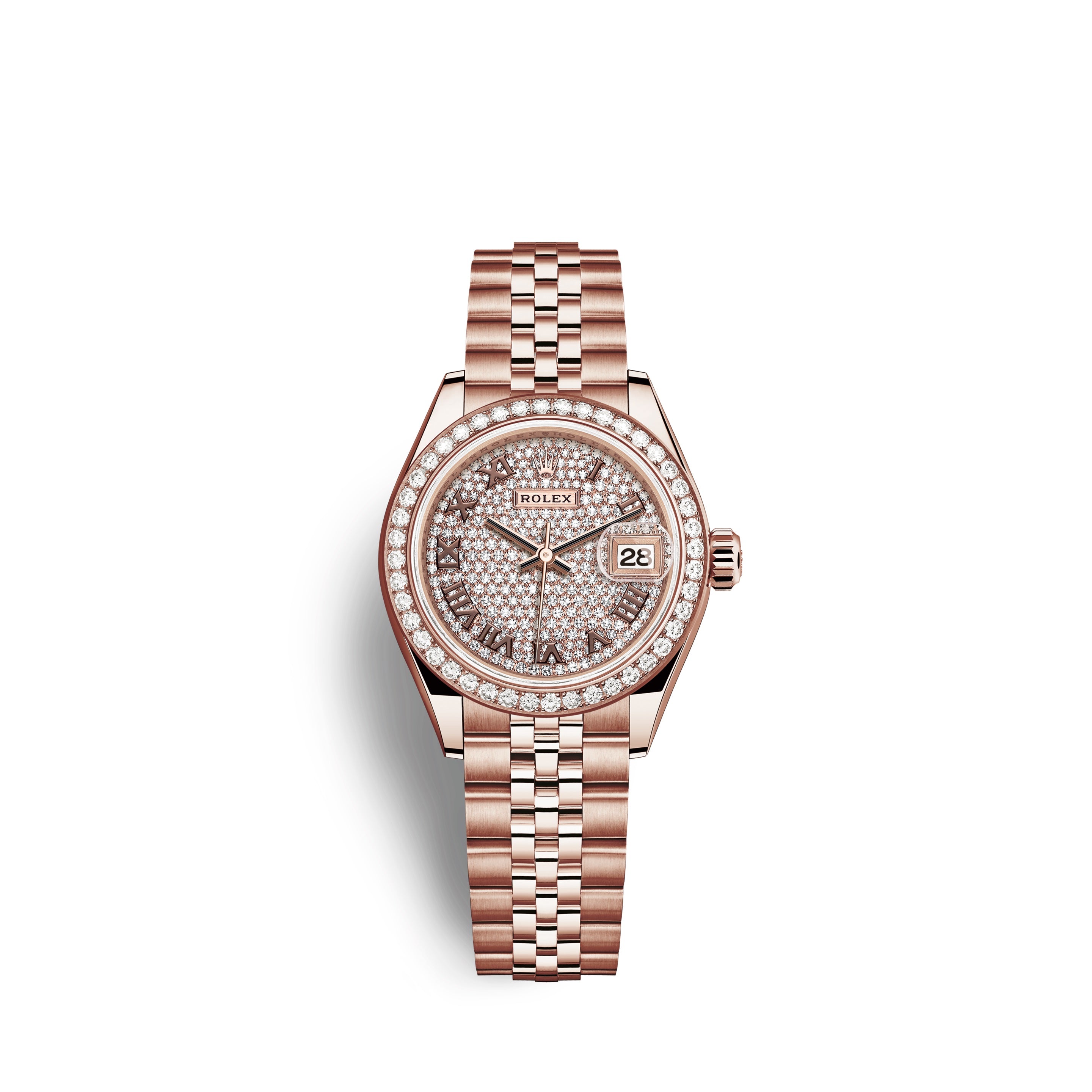 Rolex Lady-Datejust 28, 18kt Everose Gold and diamonds, Ref# 279135RBR-0022