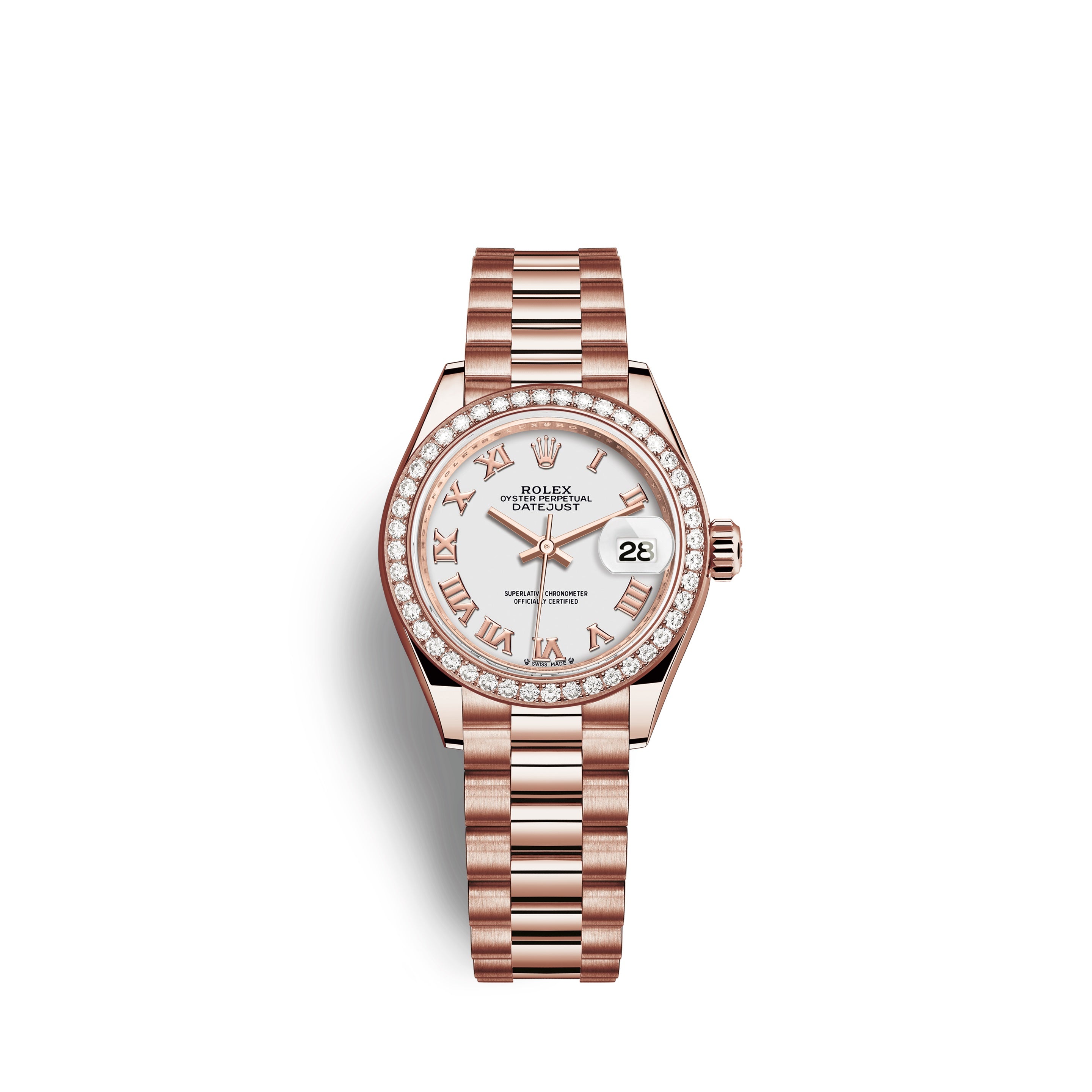 Rolex Lady-Datejust 28, 18kt Everose Gold and diamonds, Ref# 279135RBR-0023