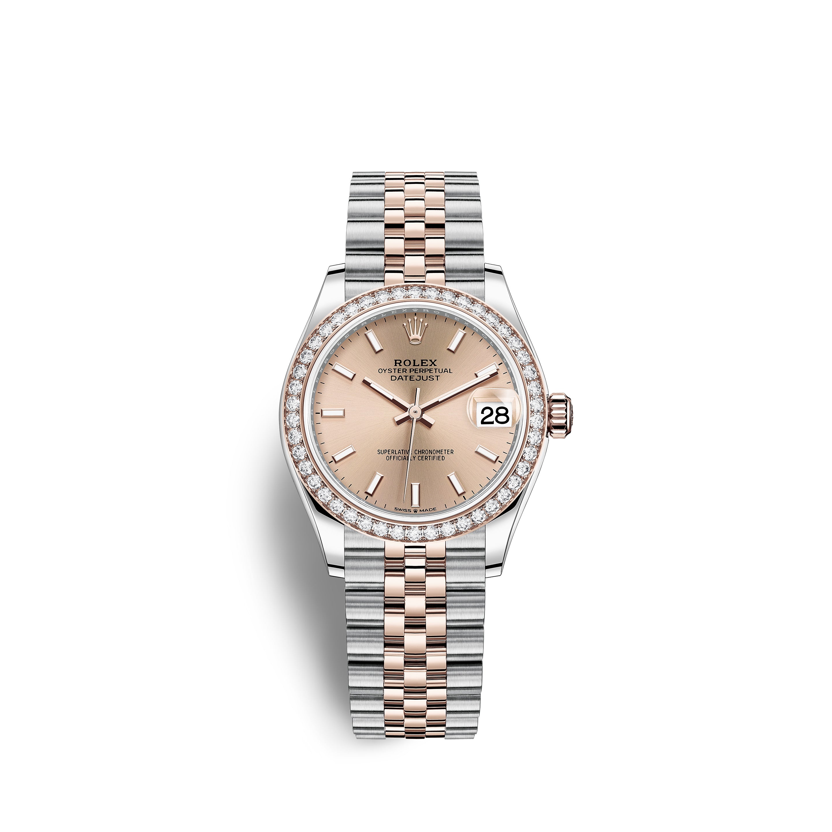 Rolex Datejust 31, Oystersteel, 18kt Everose Gold and diamonds, Ref# 278381RBR-0010