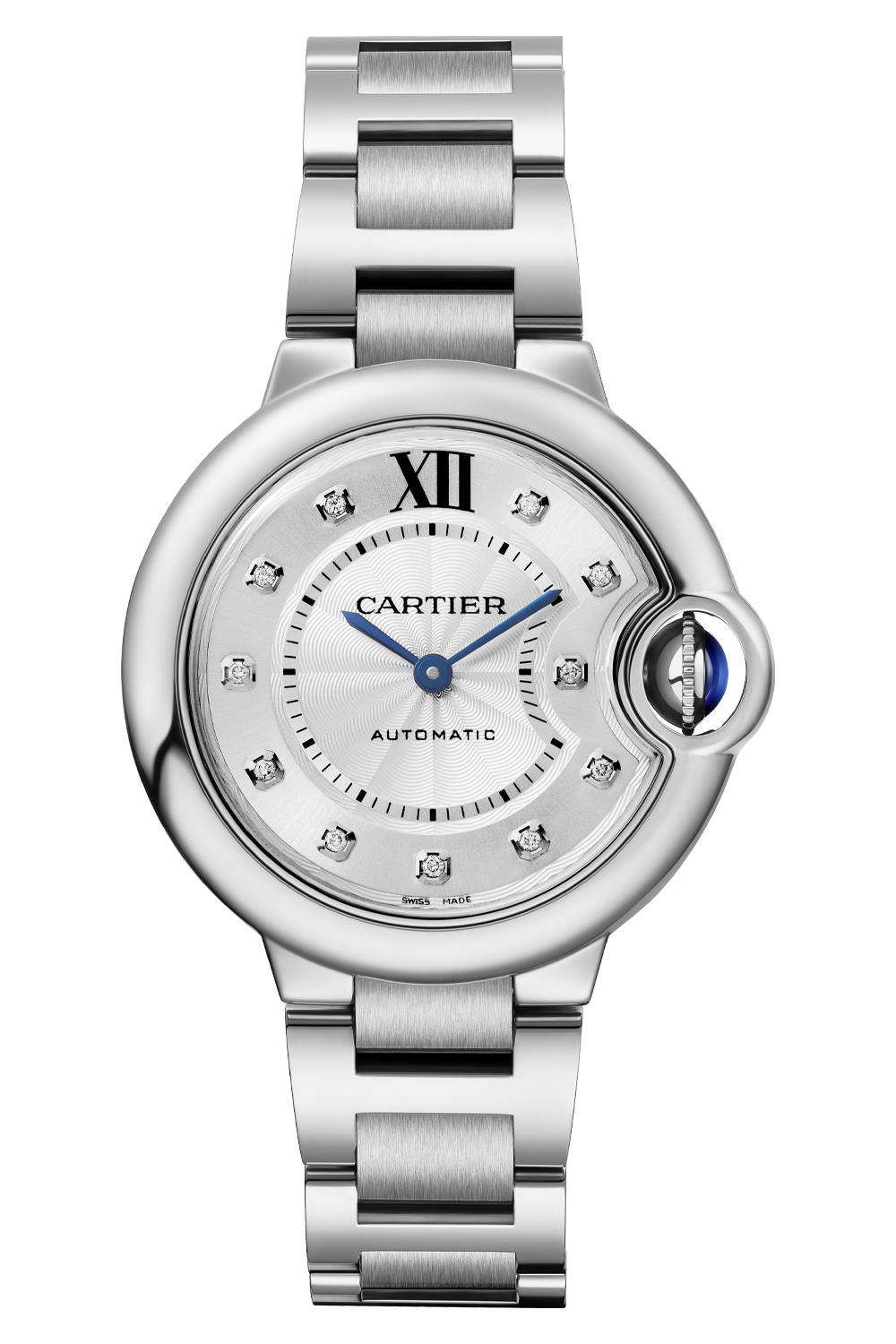 Unworn Cartier Ballon Bleu de Cartier, Stainless Steel and Diamonds, 28mm, Ref# W4BB0029, box and papers